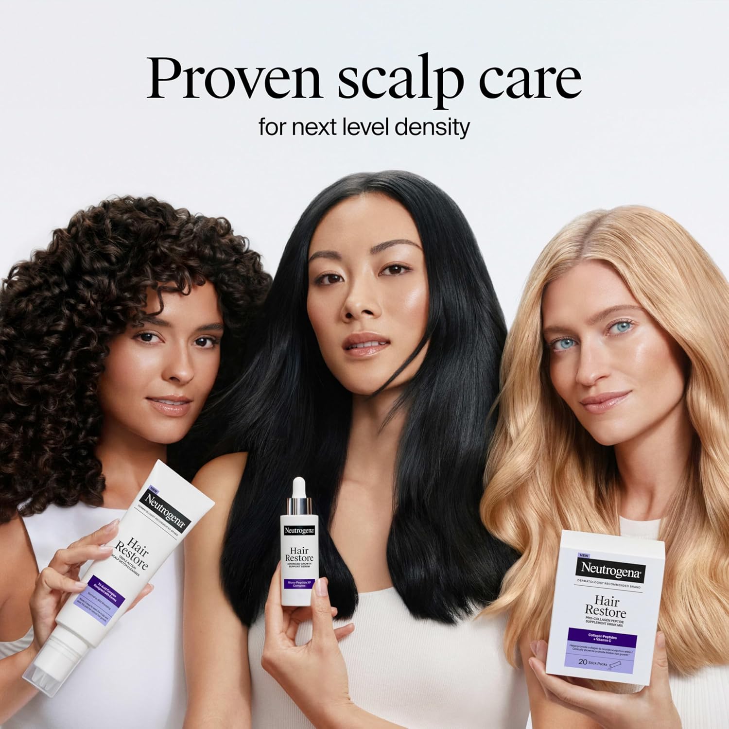 Neutrogena Hair Restore Pro-Collagen Peptide Supplement, Powder Drink Mix with Vitamin C Supports Keratin Production, Nourishes Scalp from Within & Promotes Thicker Hair, 20 Stick Packs