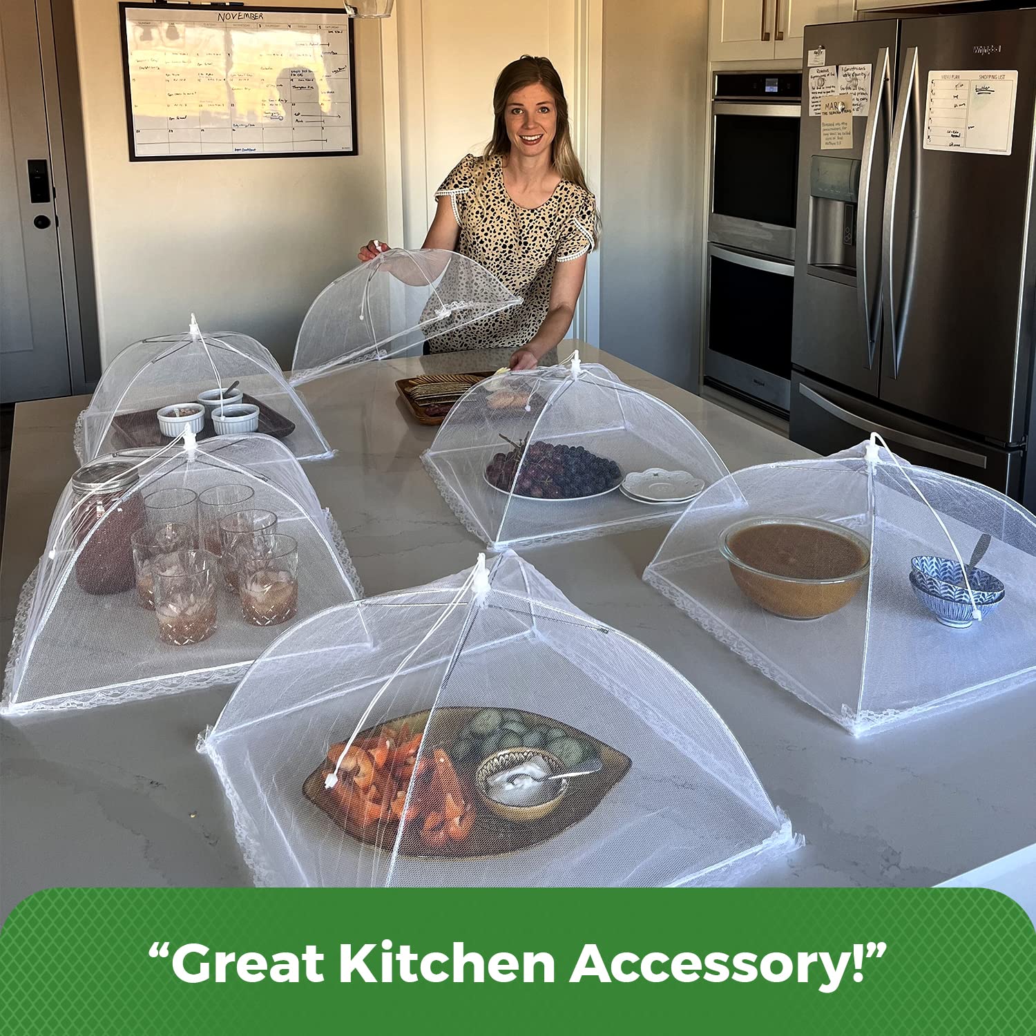 Simply Genius Pop-Up Mesh Food Covers - 17 x 17 in, White, 6 Pack, Large & Tall - Reusable & Collapsible Food Tents for Outdoor Serving