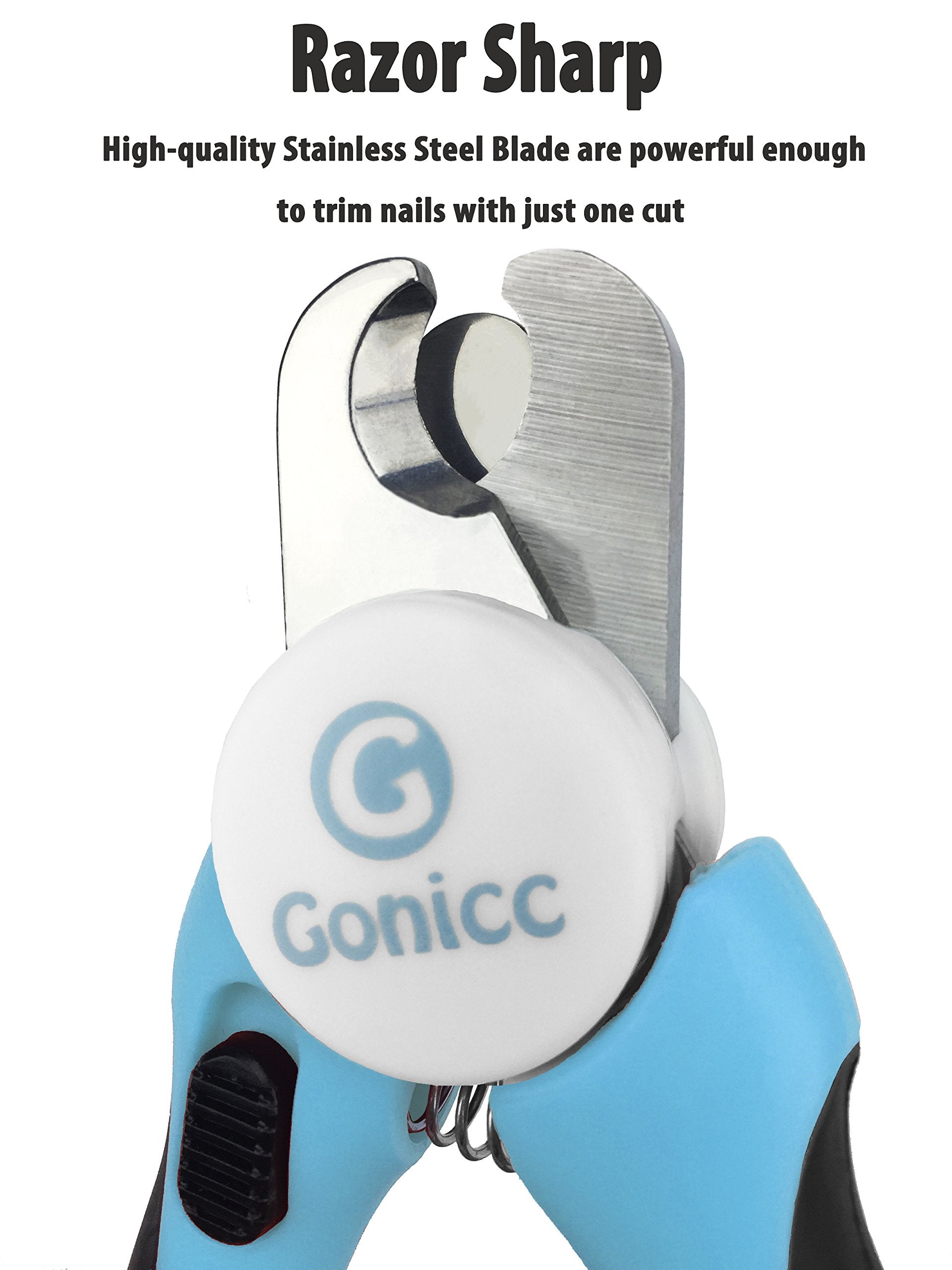 gonicc Dog & Cat Pets Nail Clippers and Trimmers - with Safety Guard to Avoid Overcutting, Free Nail File, Razor Sharp Blade - Professional Grooming Tool for Pets