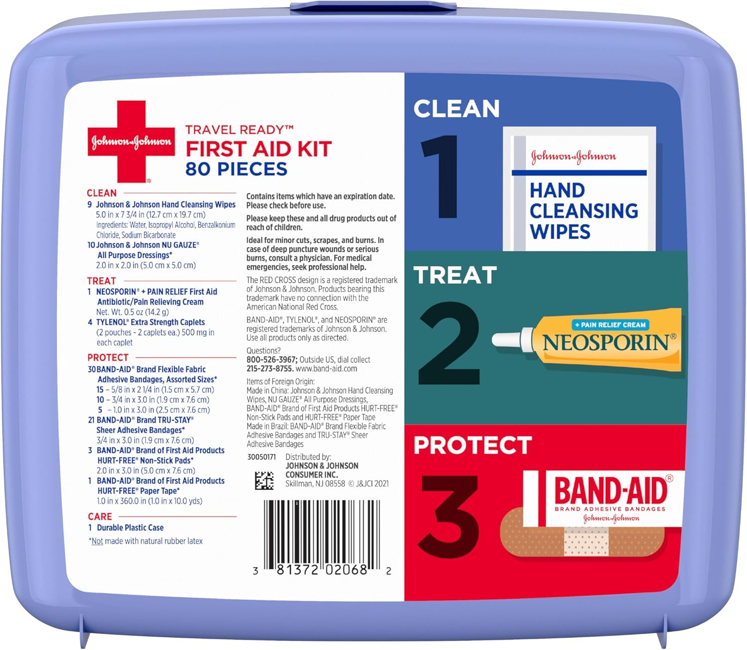 BAND-AID Brand Travel Ready Portable Emergency First Aid Kit for Minor Wound Care, Perfect for Home, Car, Travel, Camping Essentials & Outdoor Emergency Kit, 80 Pieces