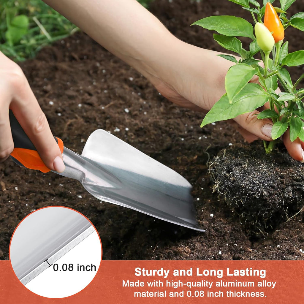 Garden Tools Set, 3 Pack Heavy Duty Gardening Tools Set Include Garden Shovel, Transplant Trowel and Hand Rake with Ergonomic Non-Slip Handle, Aluminum Alloy Lawn and Garden Hand Tools for Planting