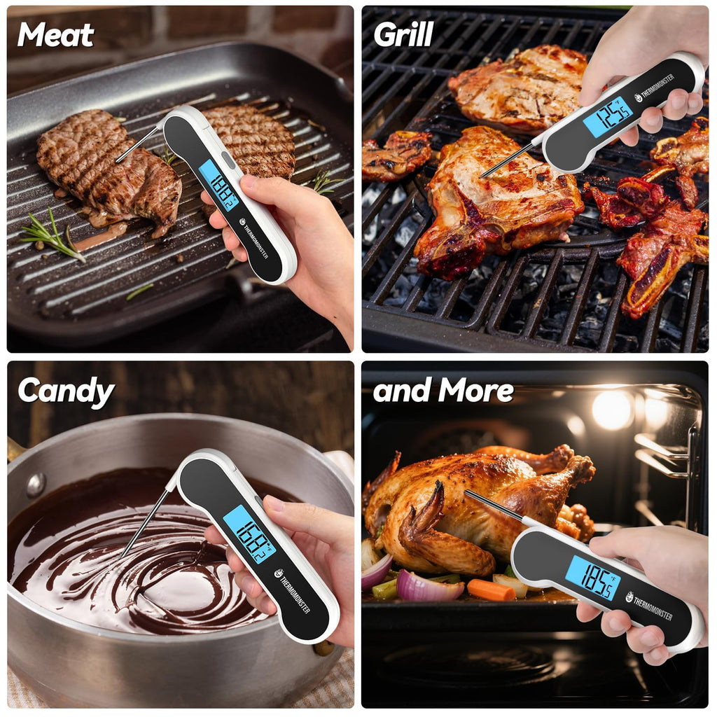0.5 Sec Instant Read Meat Thermometer Digital with ±0.5℉ Precision, Food Thermometer for Cooking Kitchen Gadgets, Oven Grill Candy BBQ Essentials Accessories, Gifts for Him Dad Men Birthday, Red