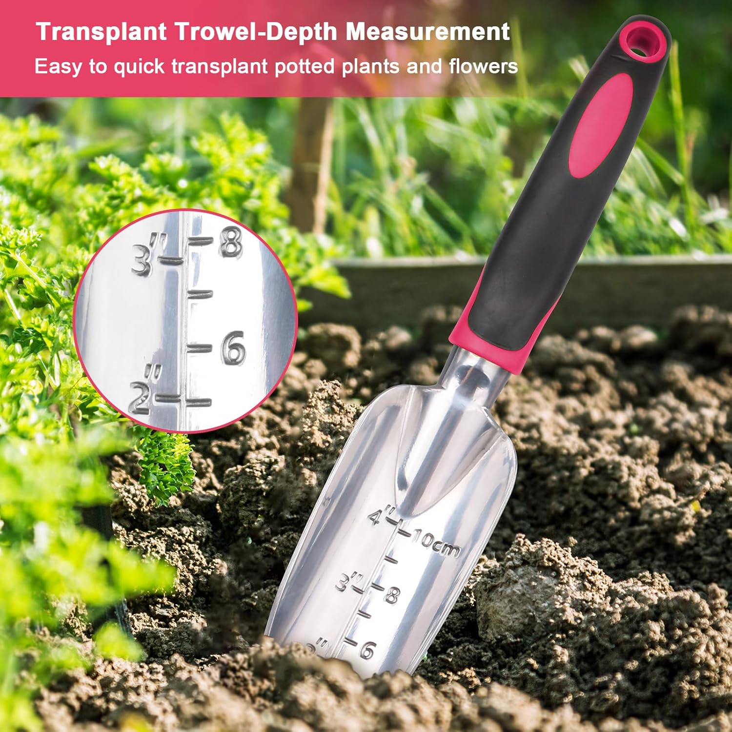 Garden Tools Set, 3 Pack Heavy Duty Gardening Tools Set Include Garden Shovel, Transplant Trowel and Hand Rake with Ergonomic Non-Slip Handle, Aluminum Alloy Lawn and Garden Hand Tools for Planting