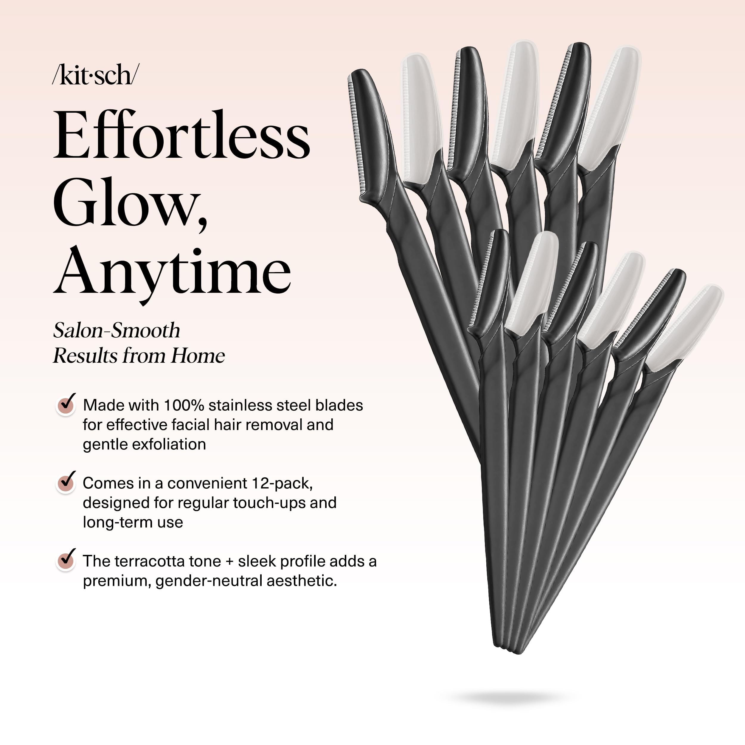 Kitsch Dermaplane Razor for Women Face – Face Razors for Women & Men, Eyebrow Trimmer & Face Shaver – Exfoliating Facial Razor & Skin Care Tool for Smoother Skin - Terracotta, 12 pcs