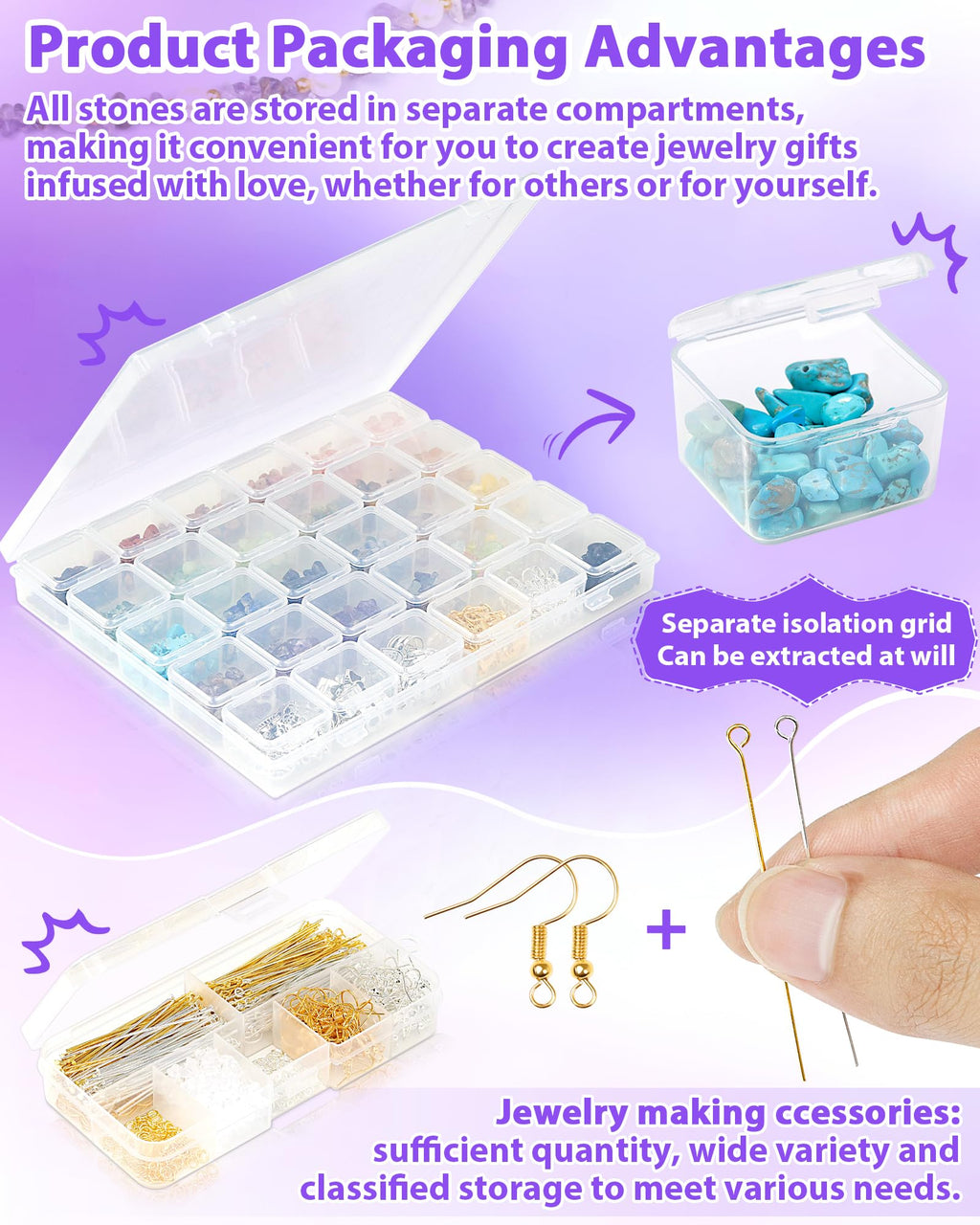 FIVEIZERO 600pcs Natural Chip Stone Beads 5-8mm - 15 Color Crystal Chip Beads for Jewelry Making, Valentine's Day Bracelet,DIY Irregular Gemstone Beads with Drilled Holes