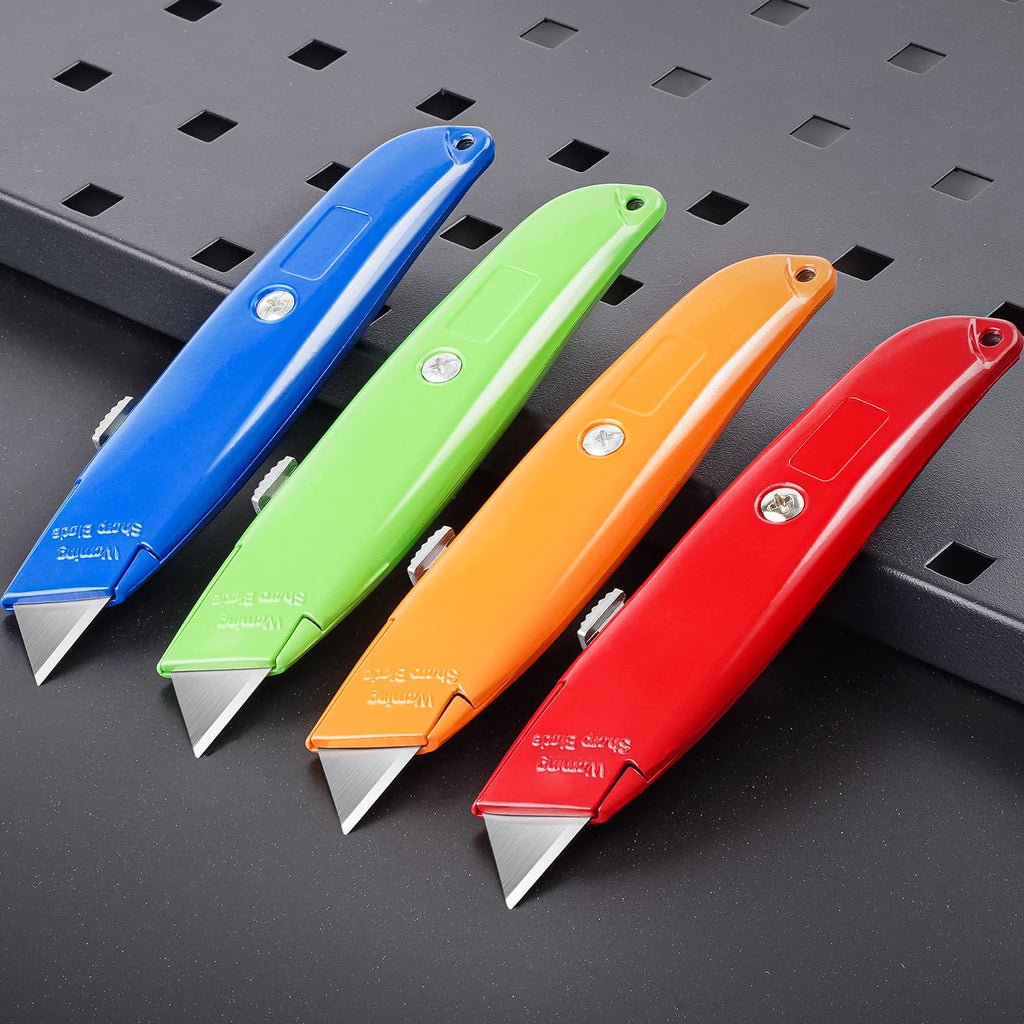 DIYSELF 2Pack Utility Knife Box Cutter Retractable Razor Blade Heavy Duty Box Cutters Knife PVC Pipe Cutter (Red)