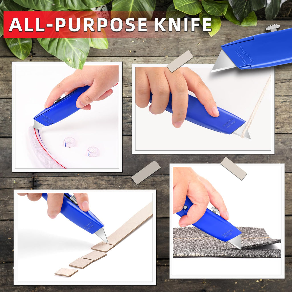 DIYSELF 2Pack Utility Knife Box Cutter Retractable Razor Blade Heavy Duty Box Cutters Knife PVC Pipe Cutter (Red)