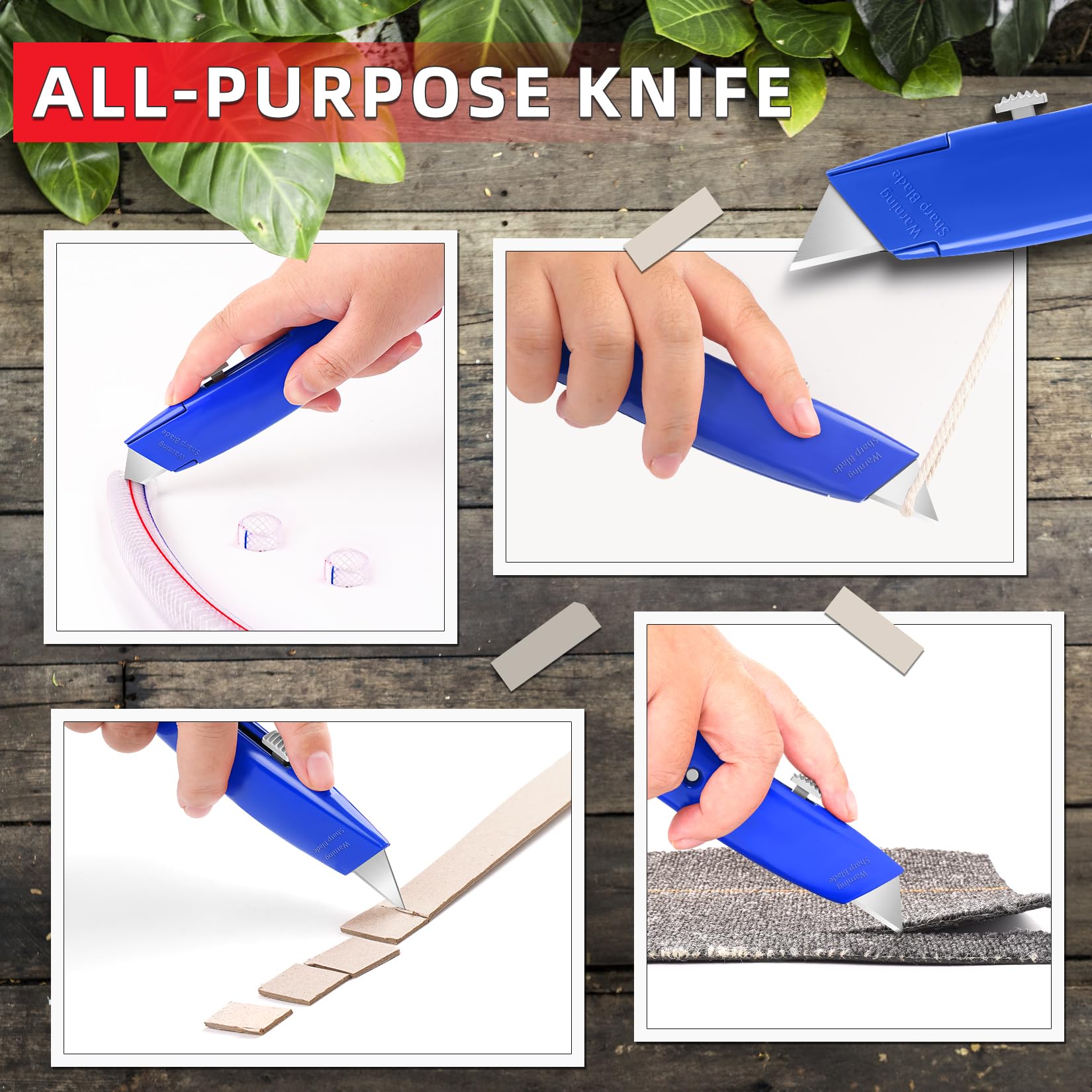 DIYSELF 2Pack Utility Knife Box Cutter Retractable Razor Blade Heavy Duty Box Cutters Knife PVC Pipe Cutter (Red)