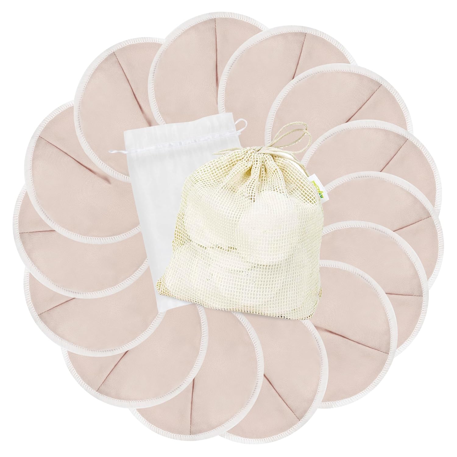 wegreeco Nursing Breast Pads (14 Pack) + Laundry Bag & Travel Storage Bag, 4.7 inch Option - Washable & Reusable Breastfeeding Nursing Pads (Mild, Large)