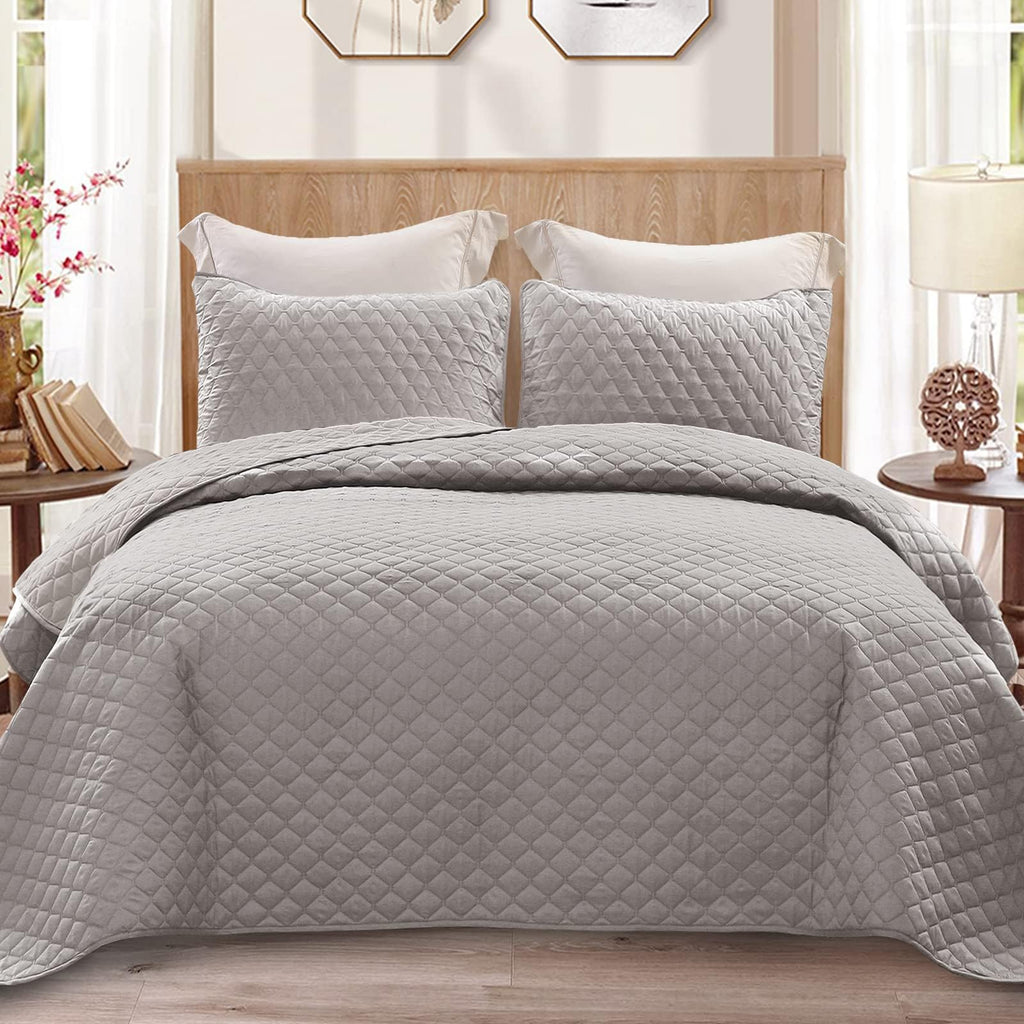 Exclusivo Mezcla Reversible Full Queen Quilt Bedding Set with Pillow Shams, Lightweight Quilts Queen Size, Soft Bedspreads Bed Coverlets for All Seasons - (Lilac Ash, 90"x96")