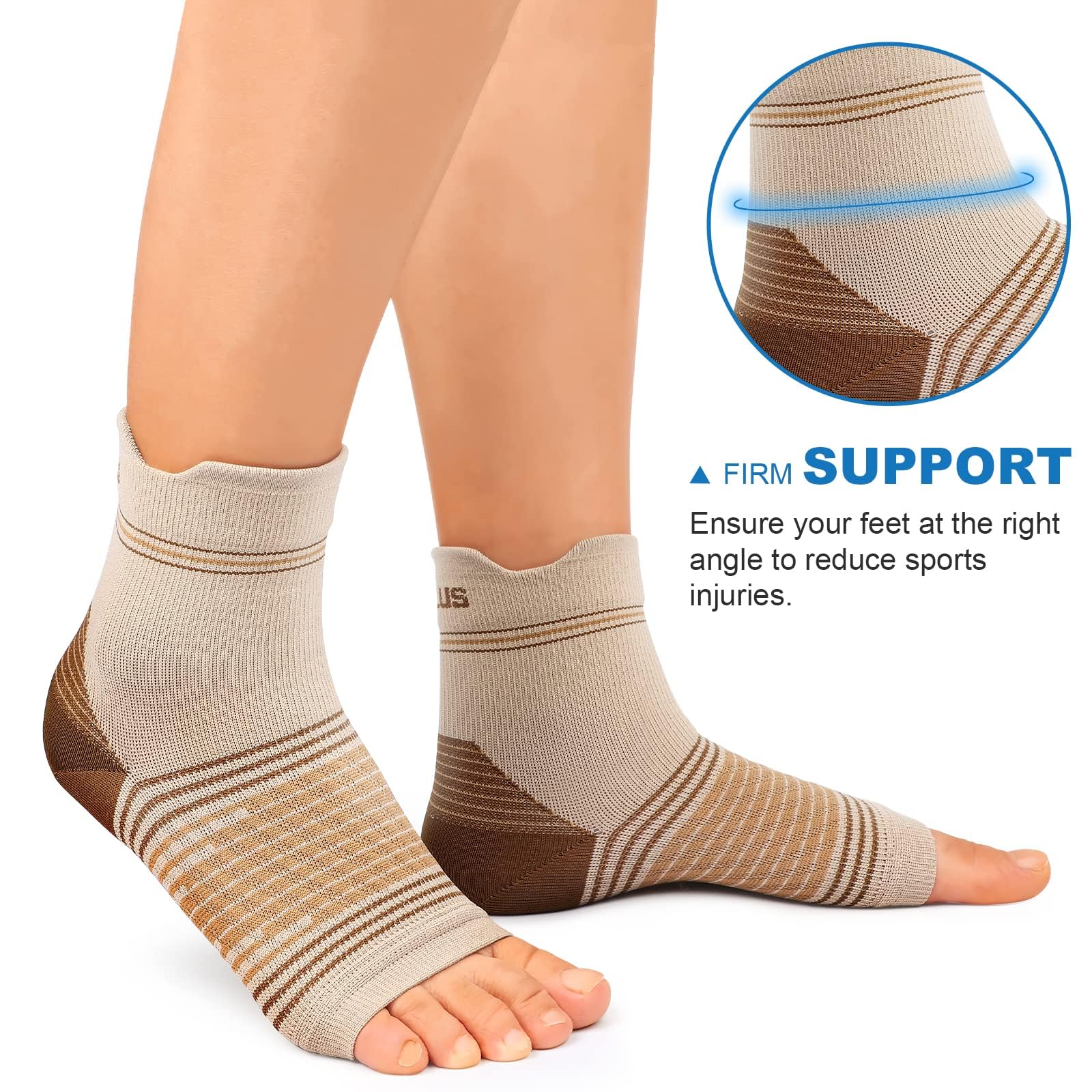 Plantar Fasciitis Sock (6 Pairs) for Men and Women, Compression Foot Sleeves with Arch and Ankle Support, Black, X-Large