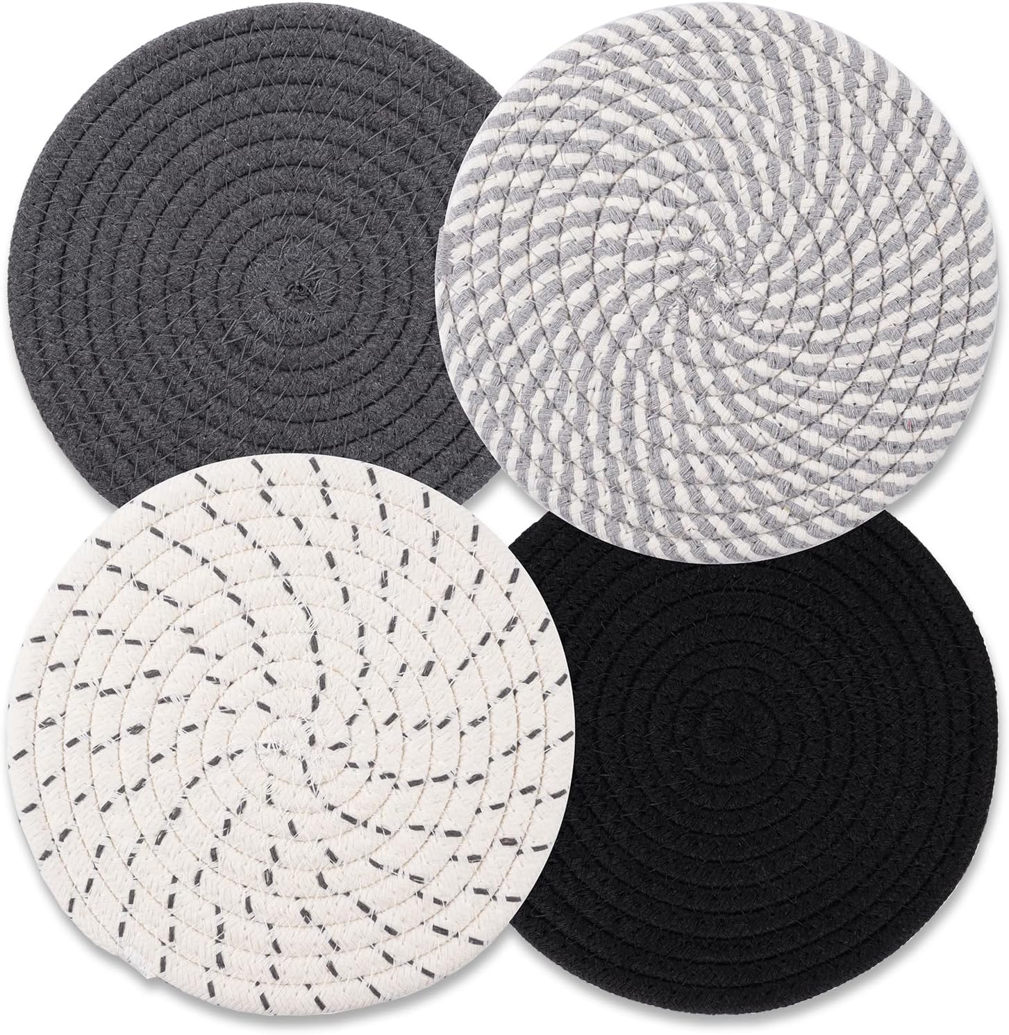 Trivets for Hot Dishes, Hot Pads for Kitchen, 7'' Trivets for Hot Pots and Pans, Pot Holders for Kitchen, Pot Holders Heat Resistant 4-Pcs, Kitchen Essentials for New Home