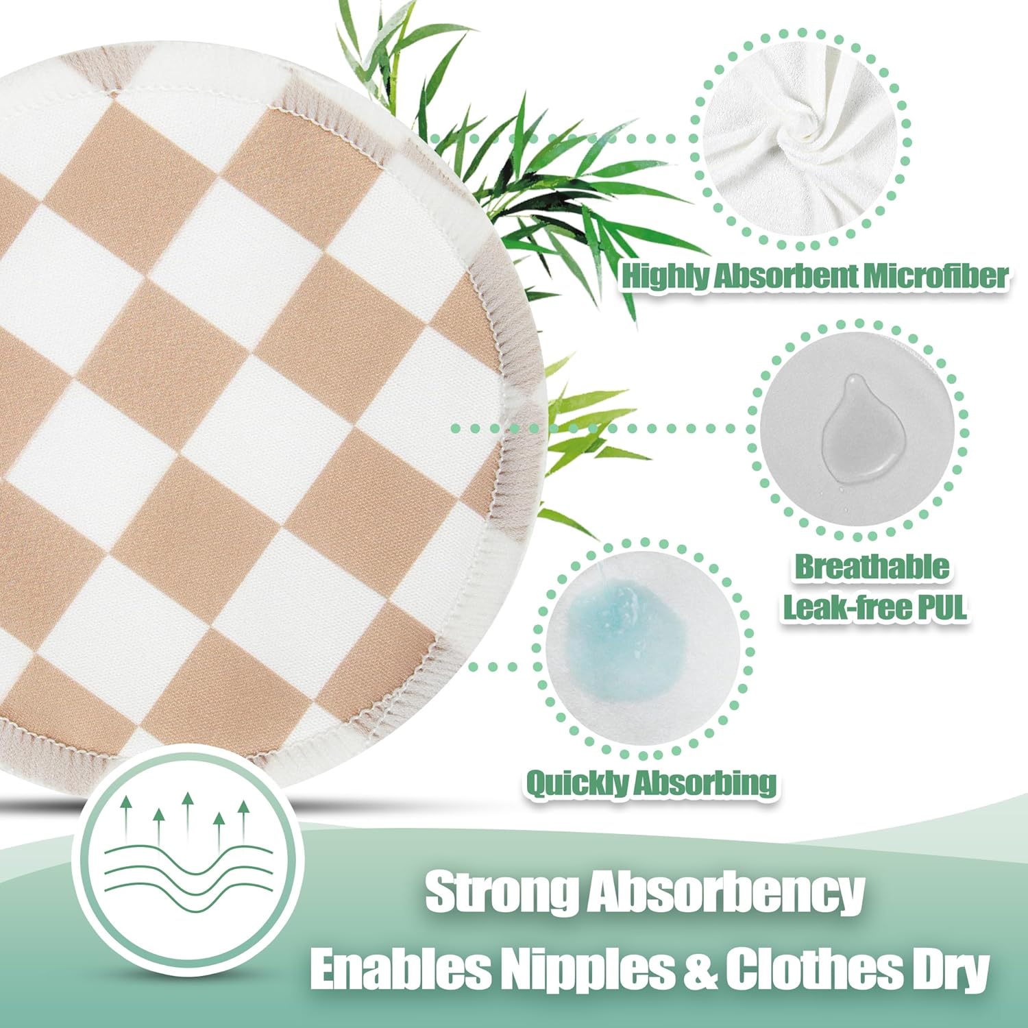 wegreeco Nursing Breast Pads (14 Pack) + Laundry Bag & Travel Storage Bag, 4.7 inch Option - Washable & Reusable Breastfeeding Nursing Pads (Mild, Large)