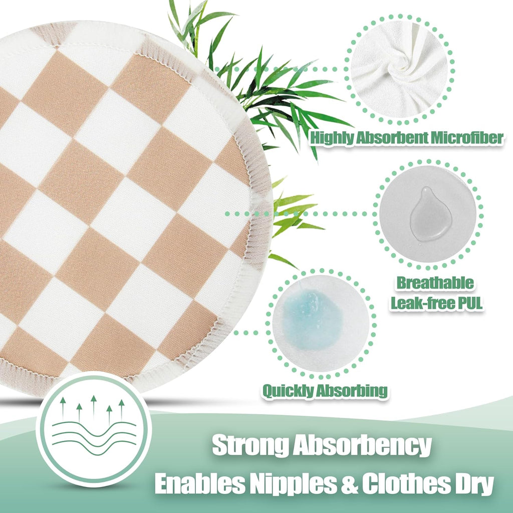 wegreeco Nursing Breast Pads (14 Pack) + Laundry Bag & Travel Storage Bag, 4.7 inch Option - Washable & Reusable Breastfeeding Nursing Pads (Mild, Large)