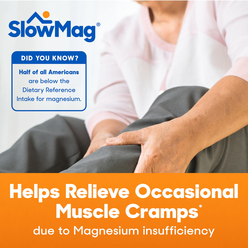 SlowMag Muscle & Heart Magnesium Chloride Supplement with Calcium, 180 Count, Supports Muscle Relaxation, Heart, Nerve & Bone Health, High Absorption