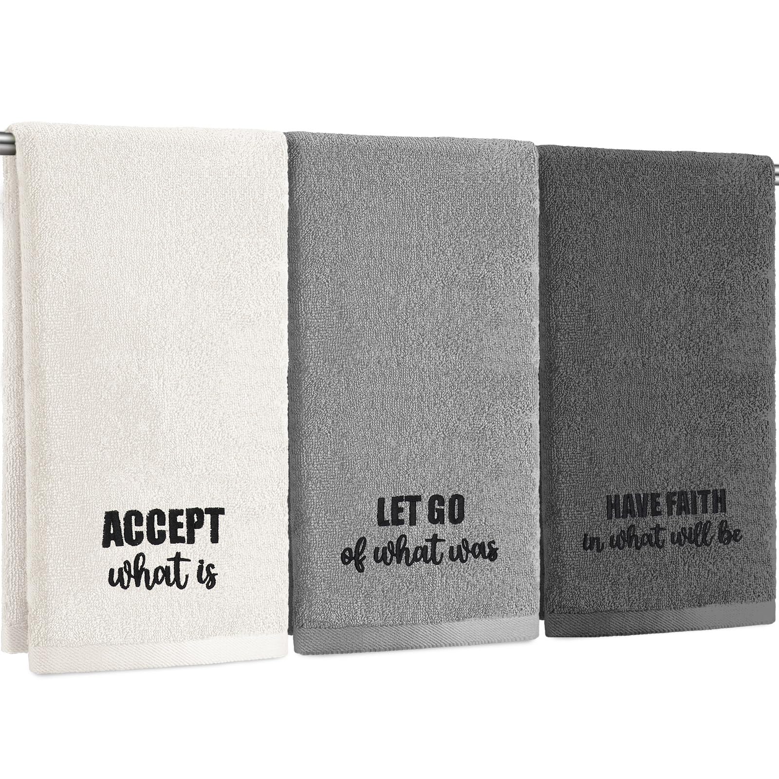 3 Pcs Home Love Family Hand Towels Farmhouse Decorative Embroidered Bathroom Hand Towels Rustic 100% Cotton Brown Hand Towels Set for Boho Bathroom Kitchen Decor