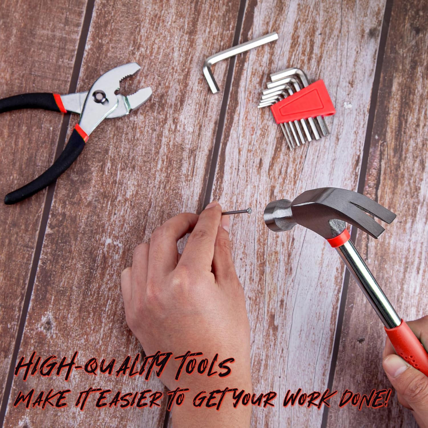 CARTMAN 39 Piece Tool Set General Household Hand Kit with Plastic Toolbox Storage Case Orange