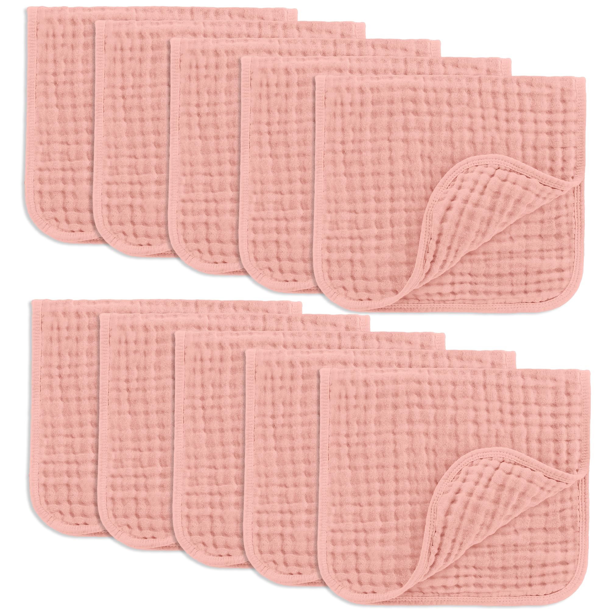 Comfy Cubs Muslin Baby Washcloths 6 Pack - Soft 6-Layer Cotton Wash Cloths for Sensitive Skin - 10"x10" Large, Gentle, Absorbent Infant Essentials for Newborn and Toddlers - Multicolor