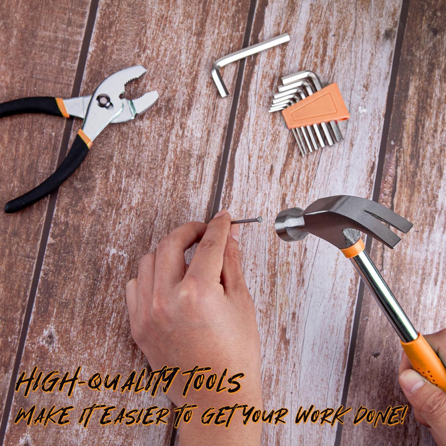 CARTMAN 39 Piece Tool Set General Household Hand Kit with Plastic Toolbox Storage Case Orange