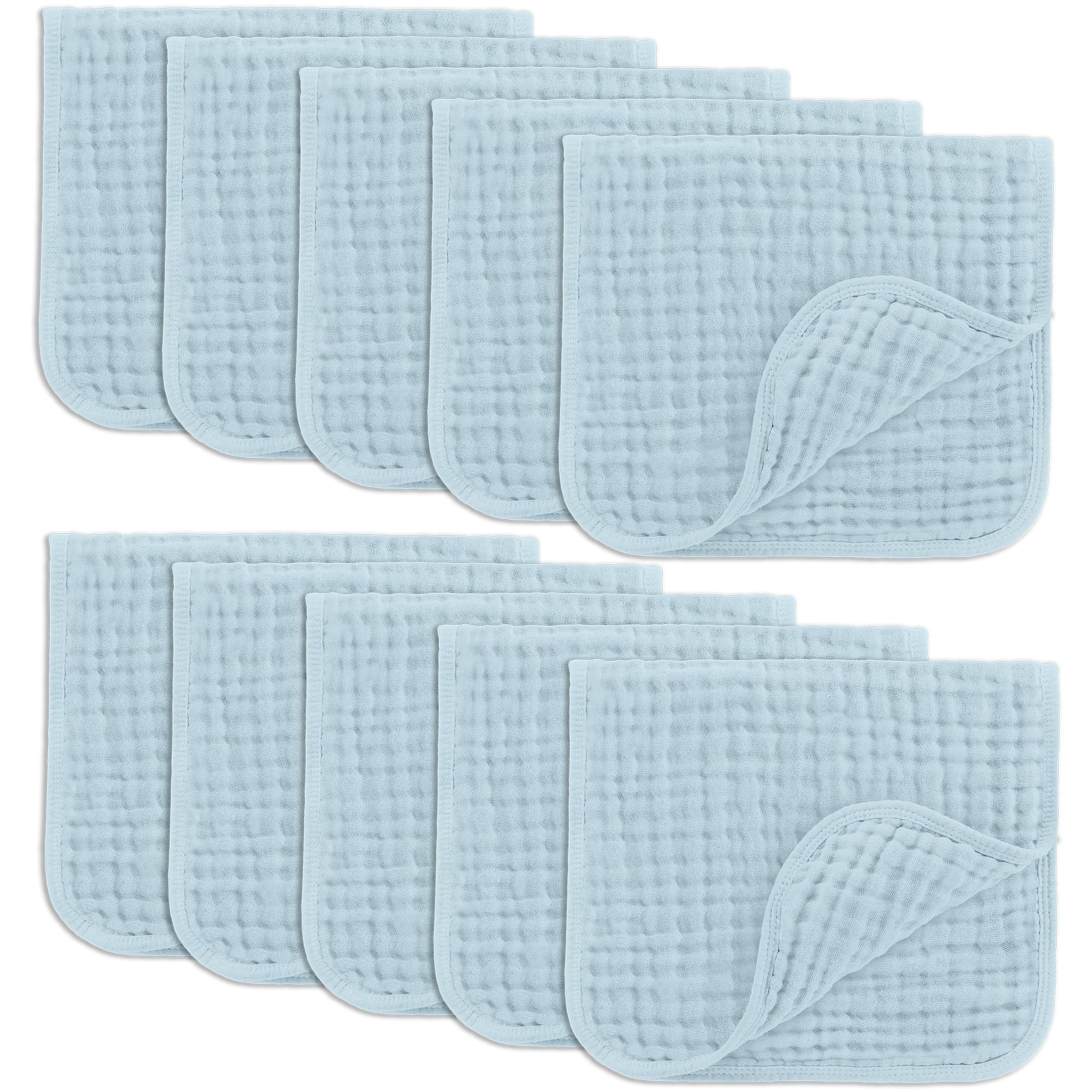 Comfy Cubs Muslin Baby Washcloths 6 Pack - Soft 6-Layer Cotton Wash Cloths for Sensitive Skin - 10"x10" Large, Gentle, Absorbent Infant Essentials for Newborn and Toddlers - Multicolor