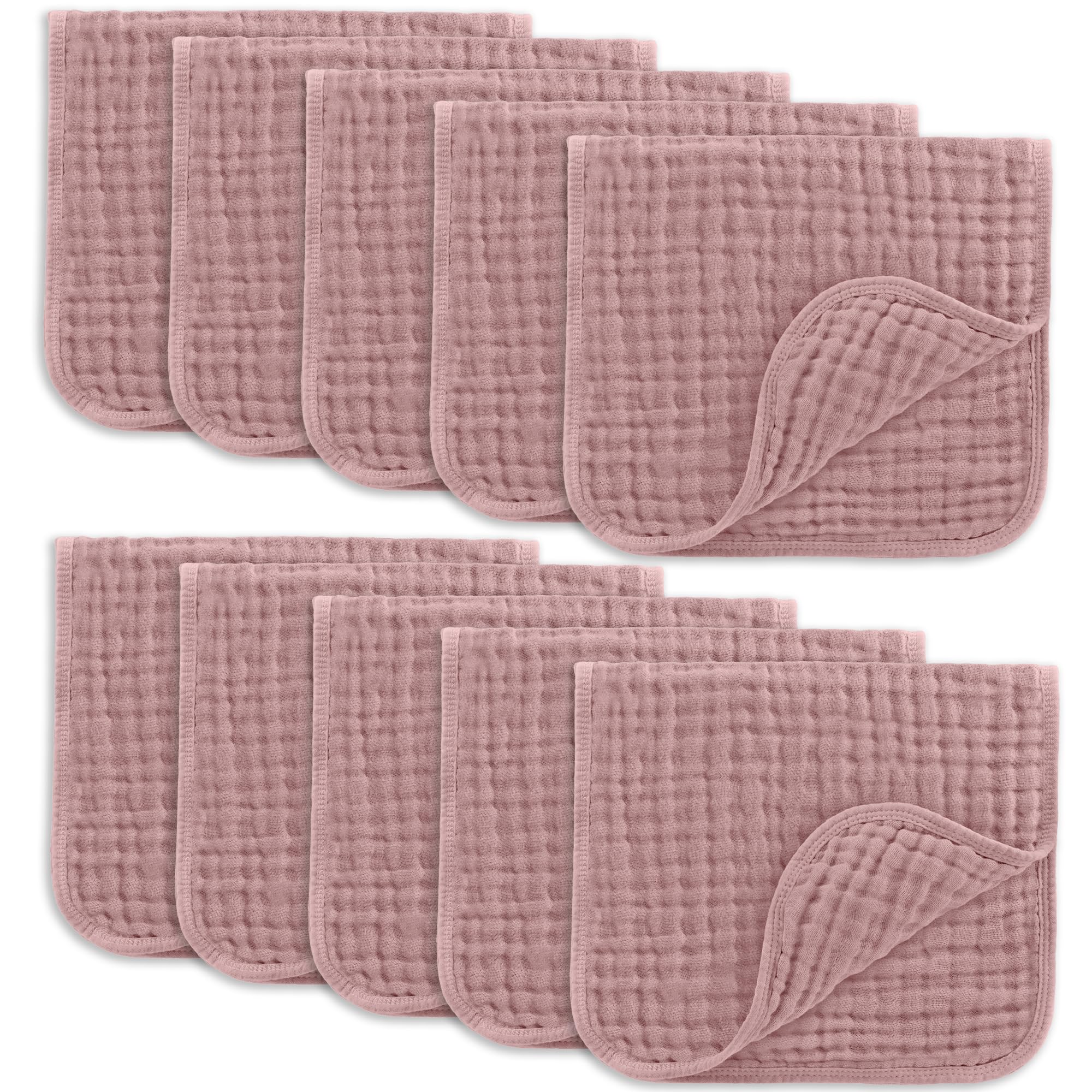 Comfy Cubs Muslin Baby Washcloths 6 Pack - Soft 6-Layer Cotton Wash Cloths for Sensitive Skin - 10"x10" Large, Gentle, Absorbent Infant Essentials for Newborn and Toddlers - Multicolor