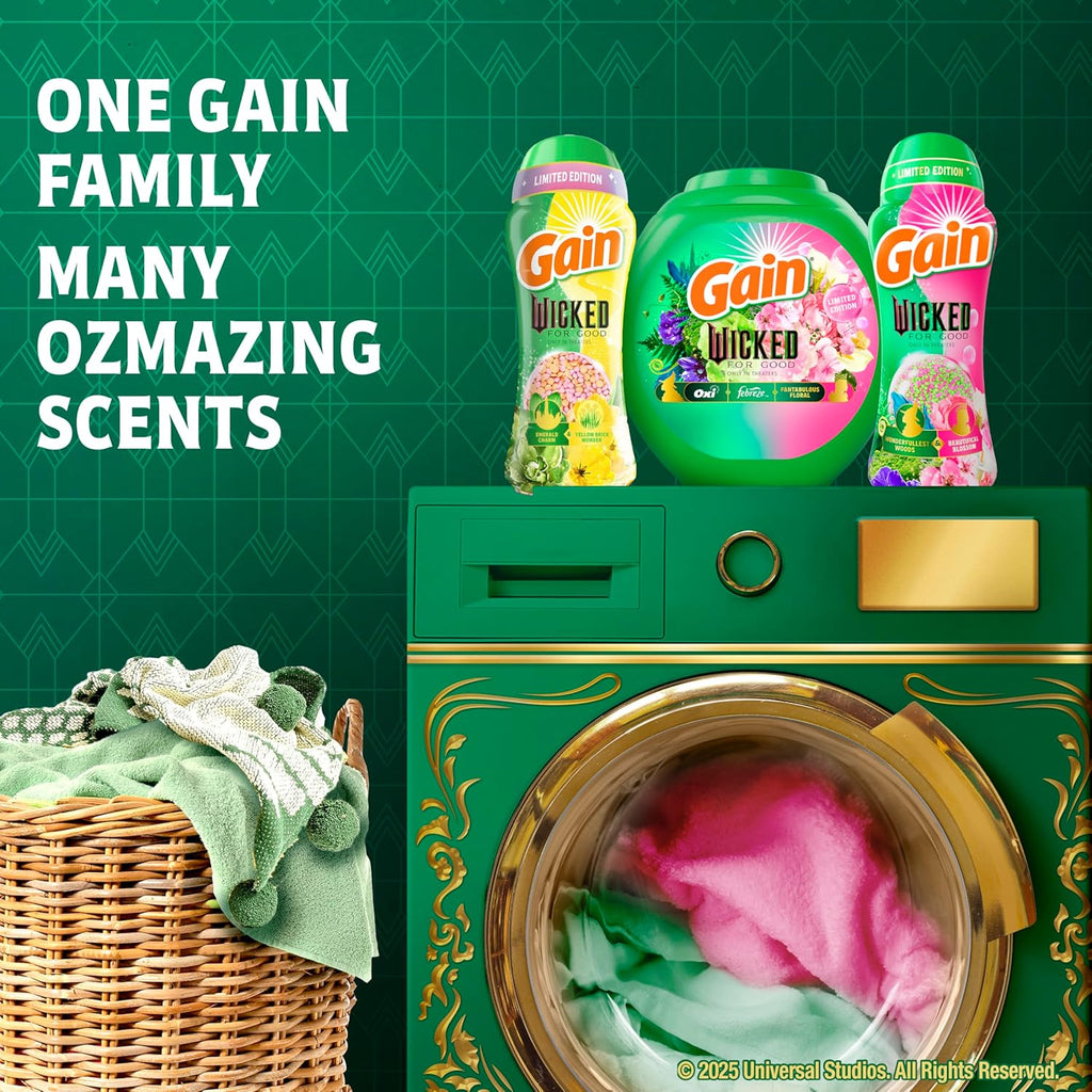 Gain Flings! "Wicked: For Good" Limited Edition Laundry Detergent Pacs, 42 Count, Fantabulous Floral Scent, 3 in 1 HE Detergent Pacs with Oxi Boost and Febreeze