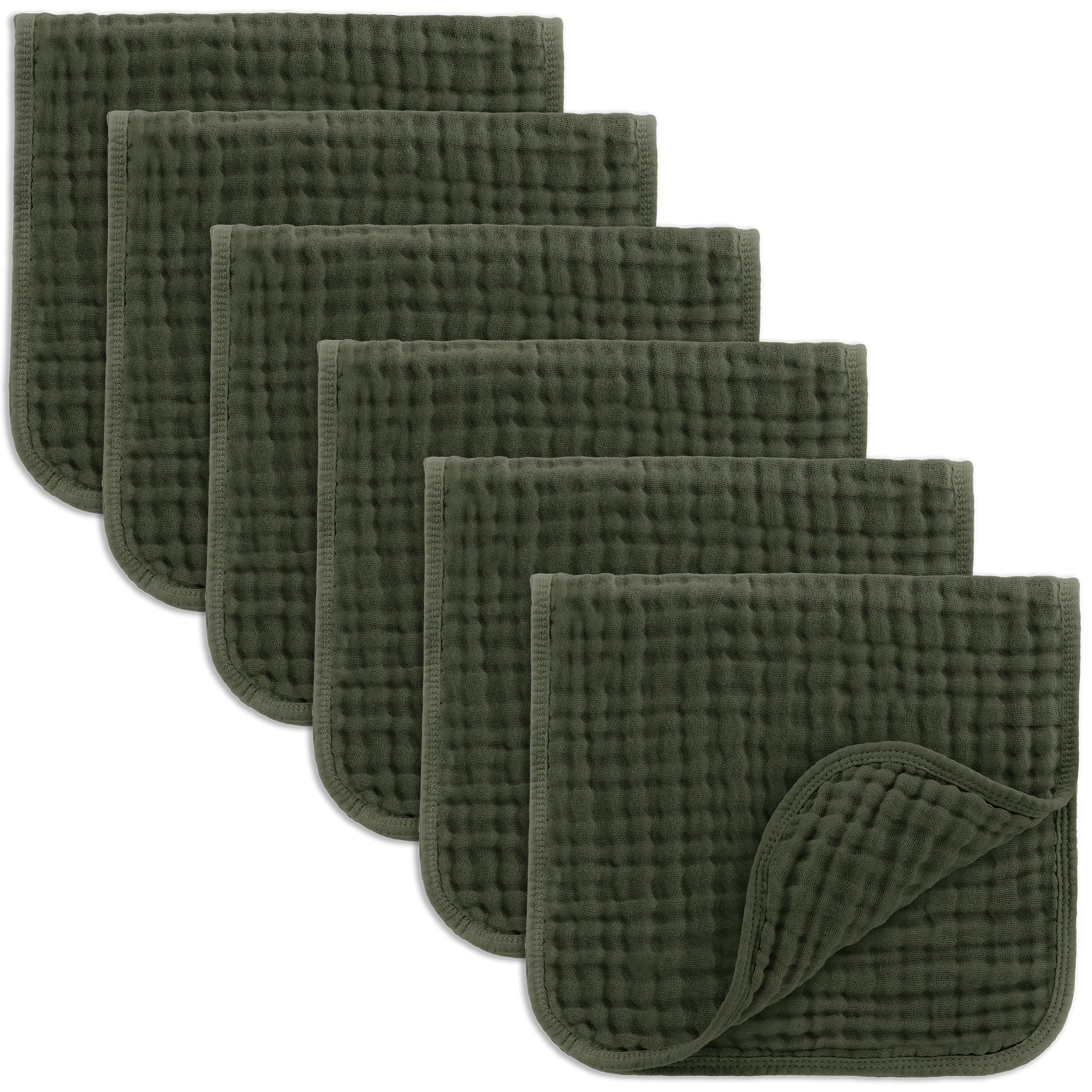 Comfy Cubs Muslin Baby Washcloths 6 Pack - Soft 6-Layer Cotton Wash Cloths for Sensitive Skin - 10"x10" Large, Gentle, Absorbent Infant Essentials for Newborn and Toddlers - Multicolor