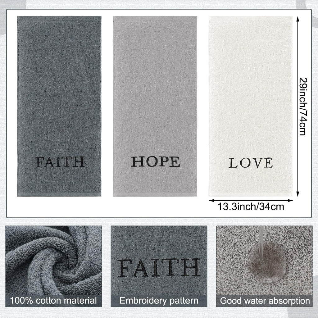 3 Pcs Home Love Family Hand Towels Farmhouse Decorative Embroidered Bathroom Hand Towels Rustic 100% Cotton Brown Hand Towels Set for Boho Bathroom Kitchen Decor