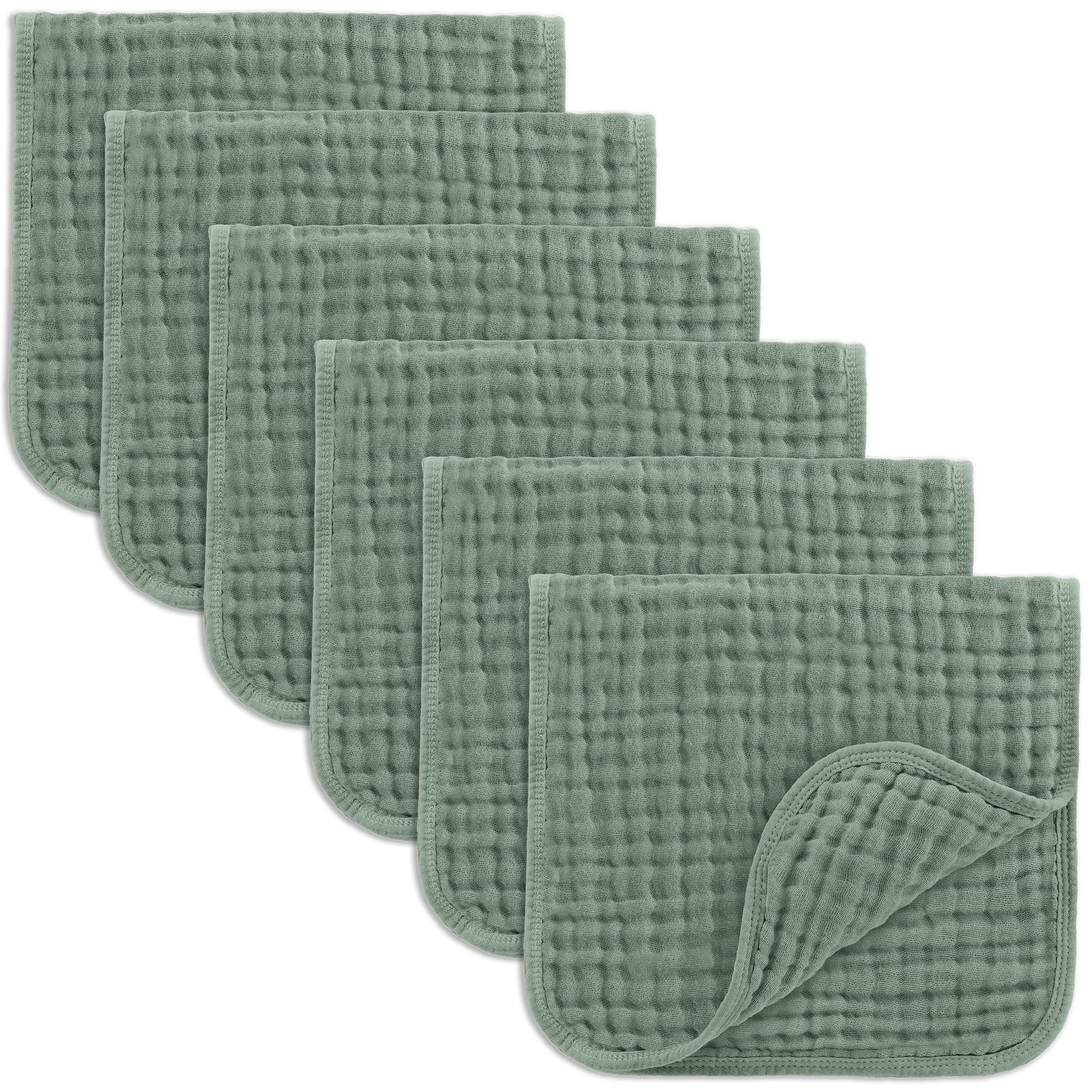 Comfy Cubs Muslin Baby Washcloths 6 Pack - Soft 6-Layer Cotton Wash Cloths for Sensitive Skin - 10"x10" Large, Gentle, Absorbent Infant Essentials for Newborn and Toddlers - Multicolor