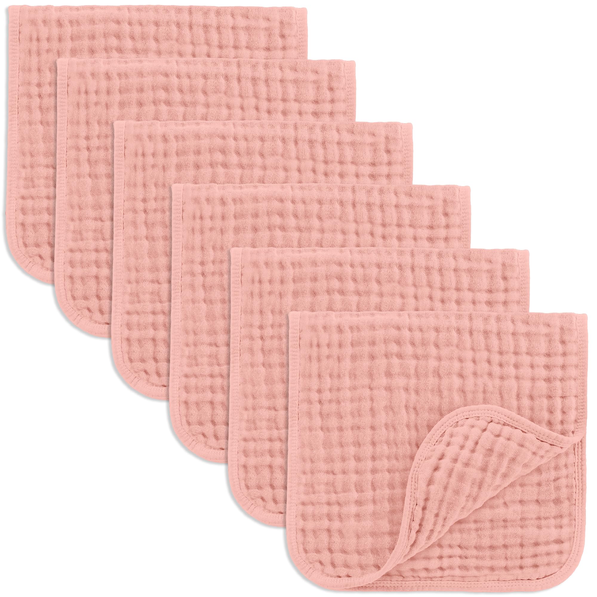 Comfy Cubs Muslin Baby Washcloths 6 Pack - Soft 6-Layer Cotton Wash Cloths for Sensitive Skin - 10"x10" Large, Gentle, Absorbent Infant Essentials for Newborn and Toddlers - Multicolor