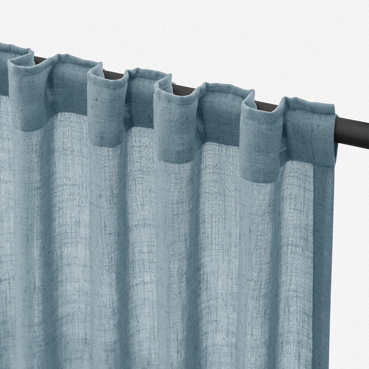 Rustic Brown Linen Back Tab Curtains 84 Inch Length for Living Room 2 Panel Pocket Drape Light Filtering Semi Sheer Cream Country Rustic Farmhouse Boho Curtain Bedroom Pinch Pleated Look
