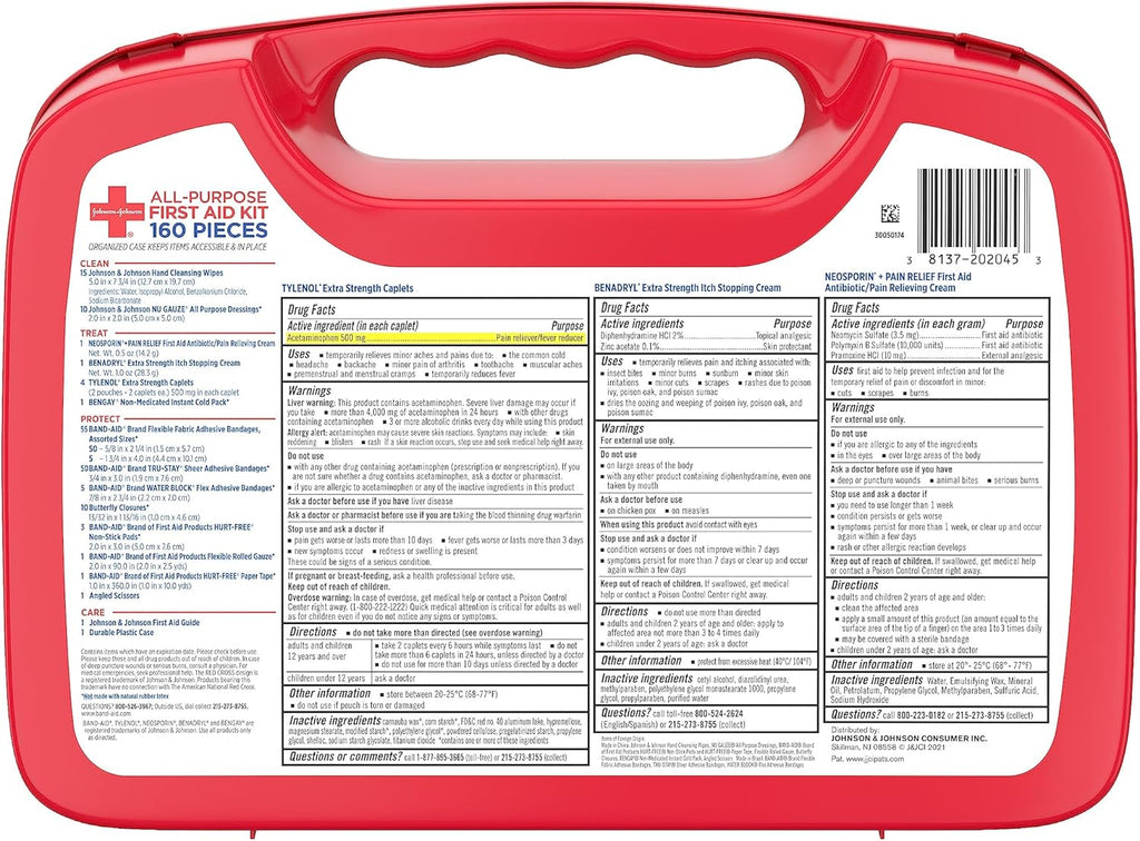 BAND-AID Brand Travel Ready Portable Emergency First Aid Kit for Minor Wound Care, Perfect for Home, Car, Travel, Camping Essentials & Outdoor Emergency Kit, 80 Pieces