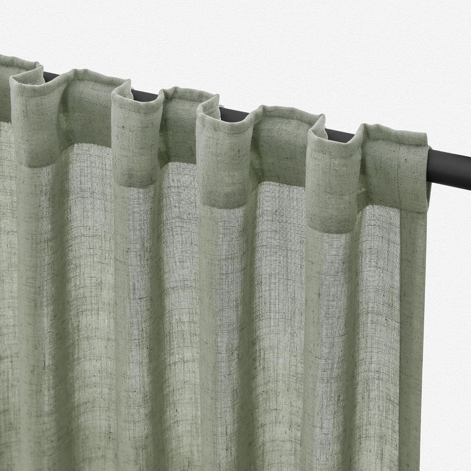 Linen White Curtains 84 inches Long for Bedroom Back Tab Privacy Light Filtering Semi Sheer White Boho Farmhouse Curtain Textured Modern Elegant Coastal Decor Curtains for Living Room