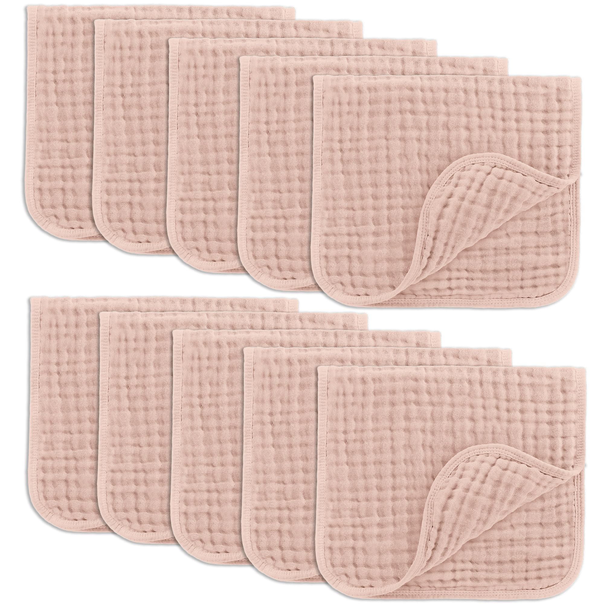 Comfy Cubs Muslin Baby Washcloths 6 Pack - Soft 6-Layer Cotton Wash Cloths for Sensitive Skin - 10"x10" Large, Gentle, Absorbent Infant Essentials for Newborn and Toddlers - Multicolor