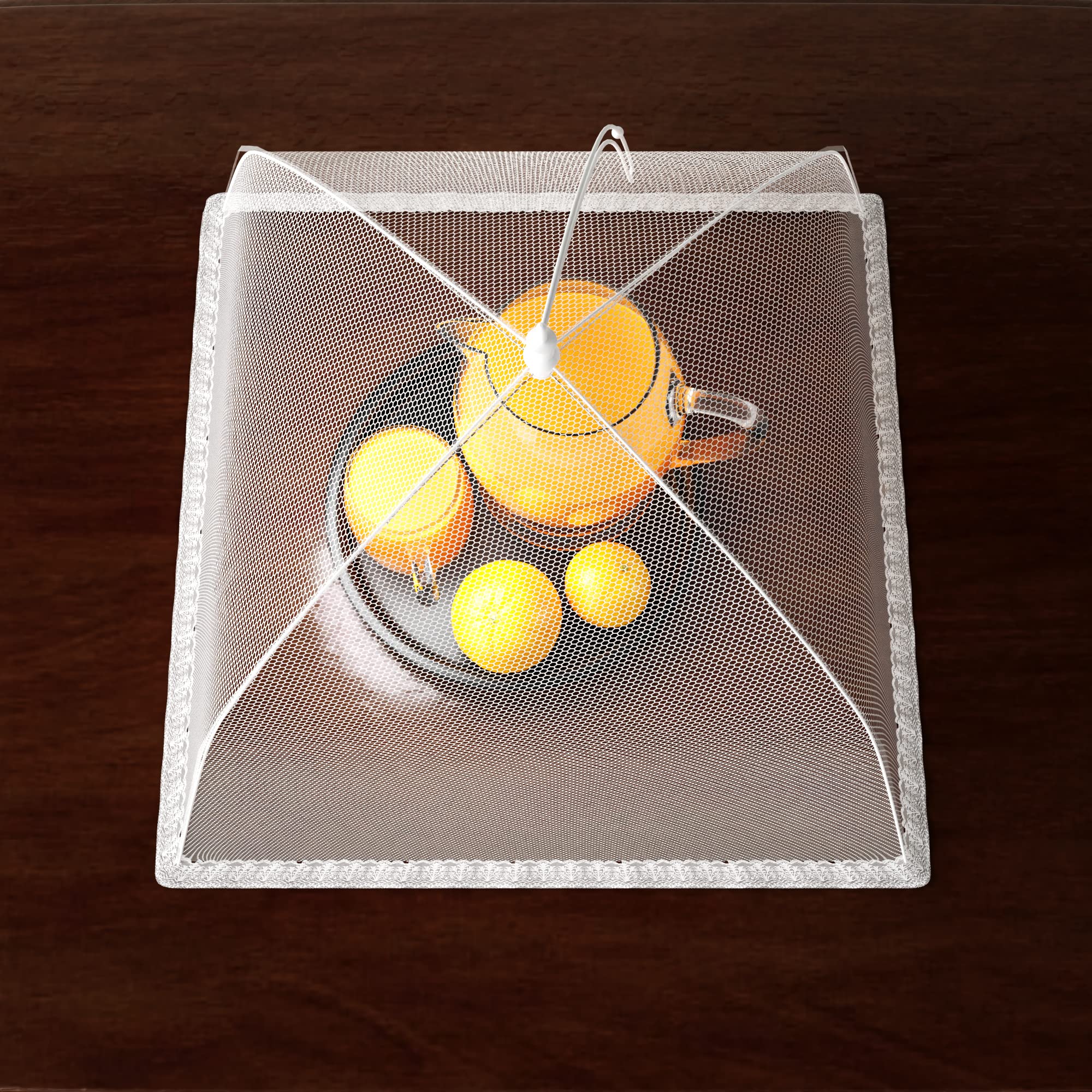 Simply Genius Pop-Up Mesh Food Covers - 17 x 17 in, White, 6 Pack, Large & Tall - Reusable & Collapsible Food Tents for Outdoor Serving
